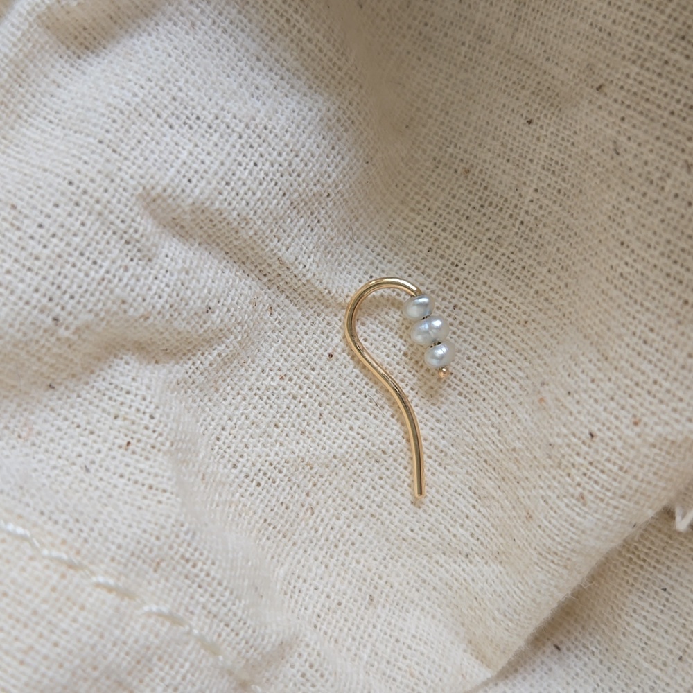 Catbird 14k Yellow Gold and Pearl Ear Crawler